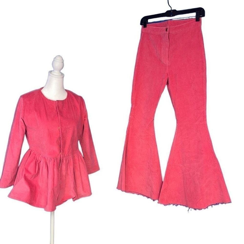Elizabeth Wilson pink corduroy 2 piece outfit‎ NWT  XS